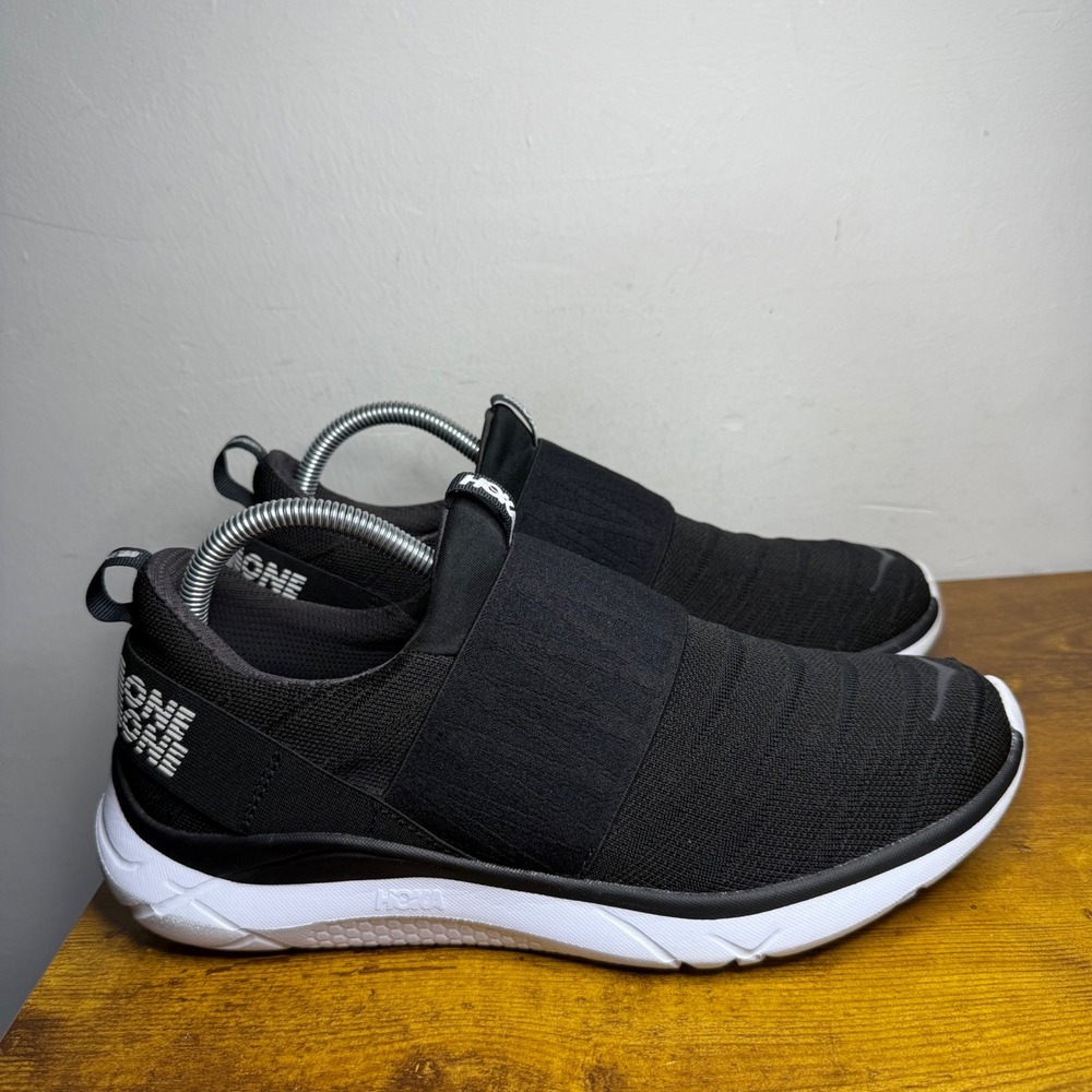 Hoka One One Hupana Slip Running Shoes Womens Size 9.5 Black White 1094002 BWHT